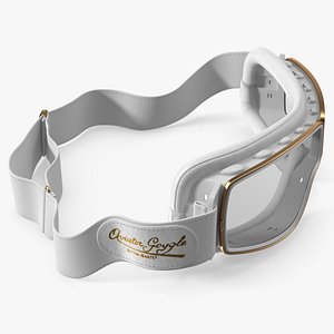 Retro White Aviator Goggles 3D