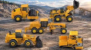 3D model Low Poly Construction Vehicles Pack Game Ready PBR Machinery Set