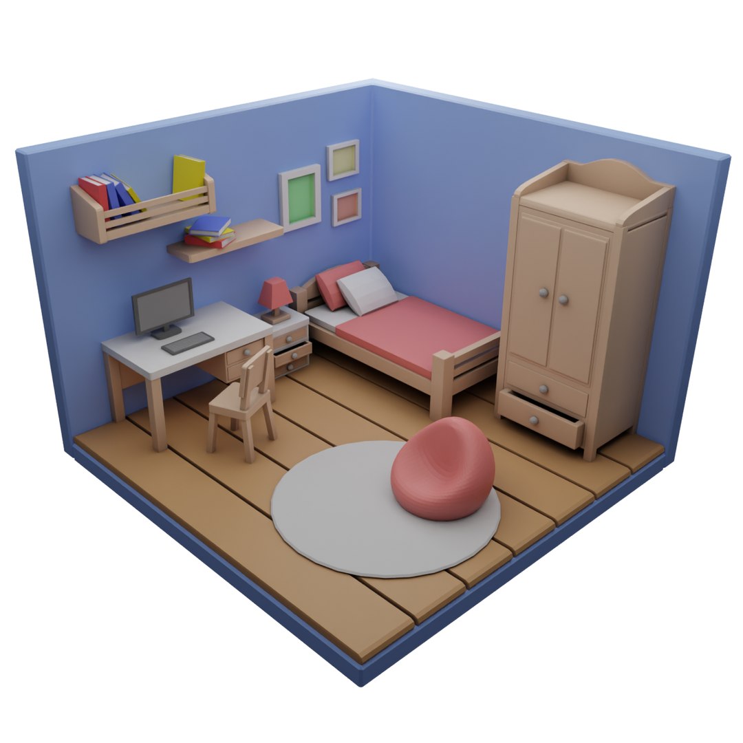 Free Low Poly Bedroom Model - TurboSquid 1913833