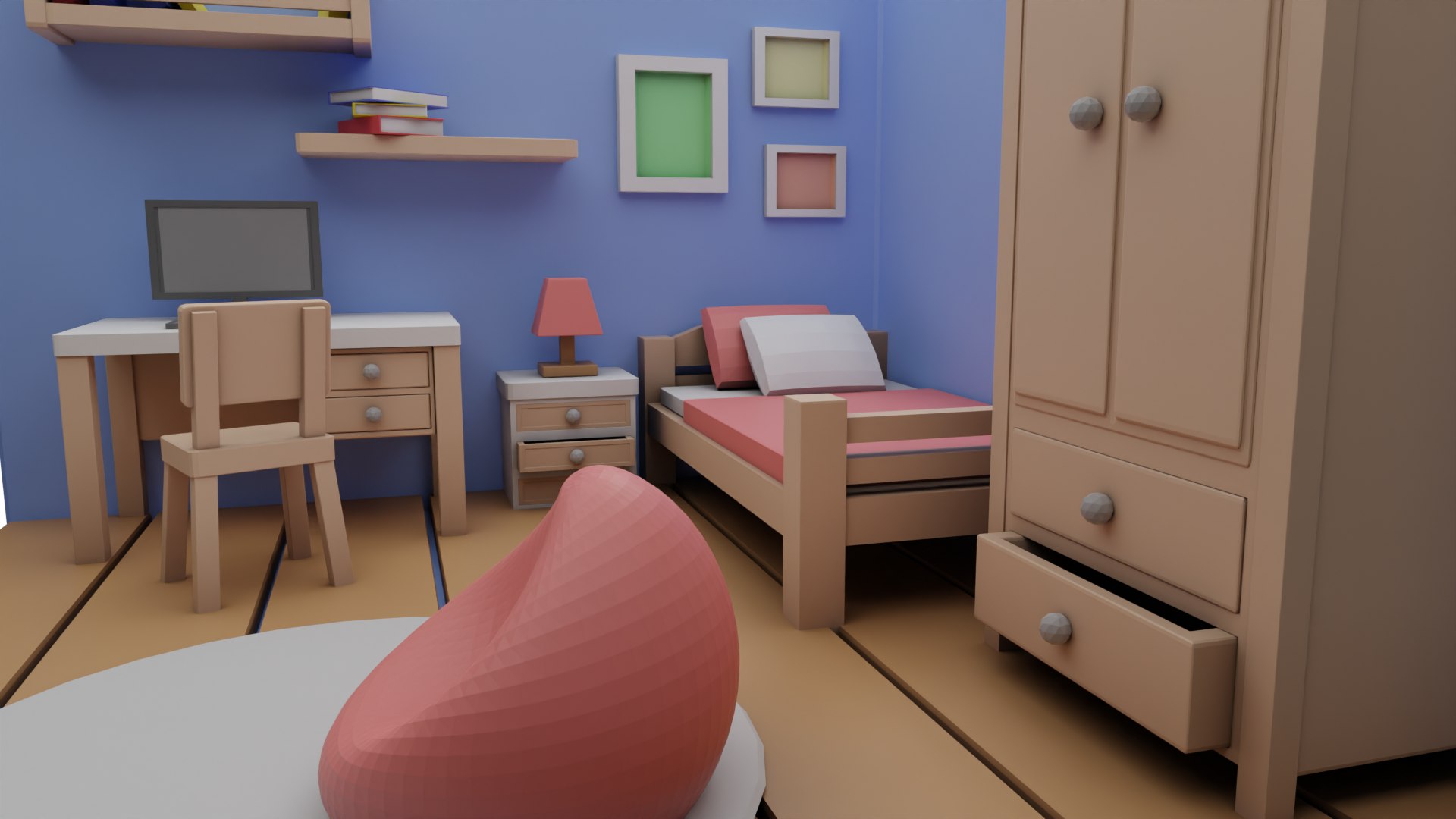 Free Low Poly Bedroom Model - TurboSquid 1913833