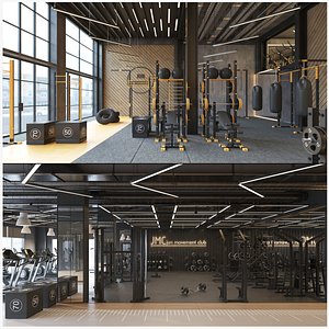 3D Modern Fitness Gym Interior Bundle