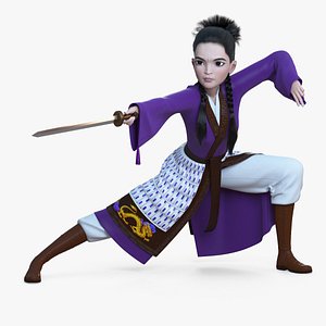 Cartoon Girl Asian Warrior