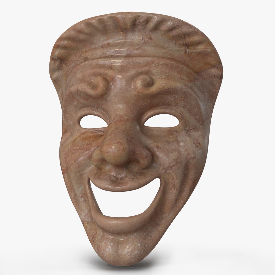 Theatre Comedy Mask Red Marble 3D Model 3D model preview