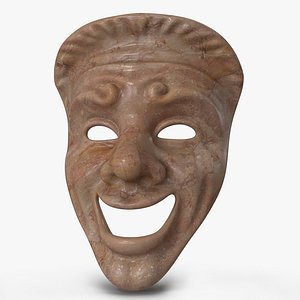 Theatre Comedy Mask Red Marble 3D Model