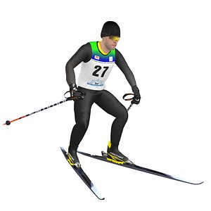rigged cross country skier 3D model