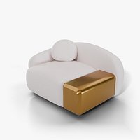 Pharoah Armchair - Rounded Lounge Chair with Bronze Panel