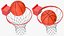 Animierter Spalding Basketball prallt vom Ring ab