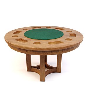 Solid oak poker table 3D model