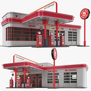 Detailed Retro Gas Station
