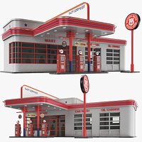 Detailed Retro Gas Station