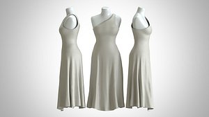 Woman Dress 2 White Rattan Fabric 3D model