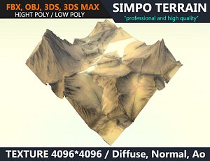 3D model realistic terrain polys games