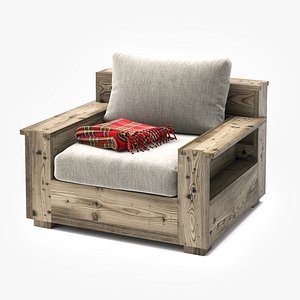 3D model wooden garden armchair