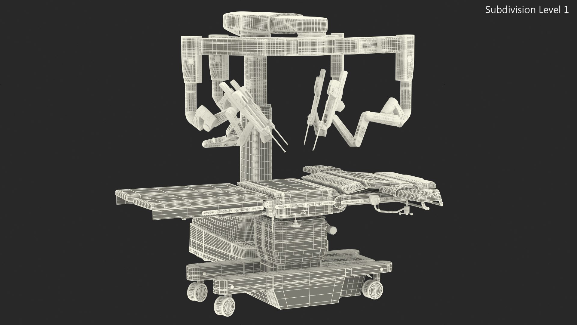 3D model Surgical Robotic System da Vinci SI Rigged with Operating Table https://p.turbosquid.com/ts-thumb/ip/XlL879/hb/surgicalroboticsystemdavincisiriggedwithoperatingtable3dsmodel025/jpg/1651243659/1920x1080/fit_q87/9e35061a340795a5d588ad95638ee039b1f93675/surgicalroboticsystemdavincisiriggedwithoperatingtable3dsmodel025.jpg
