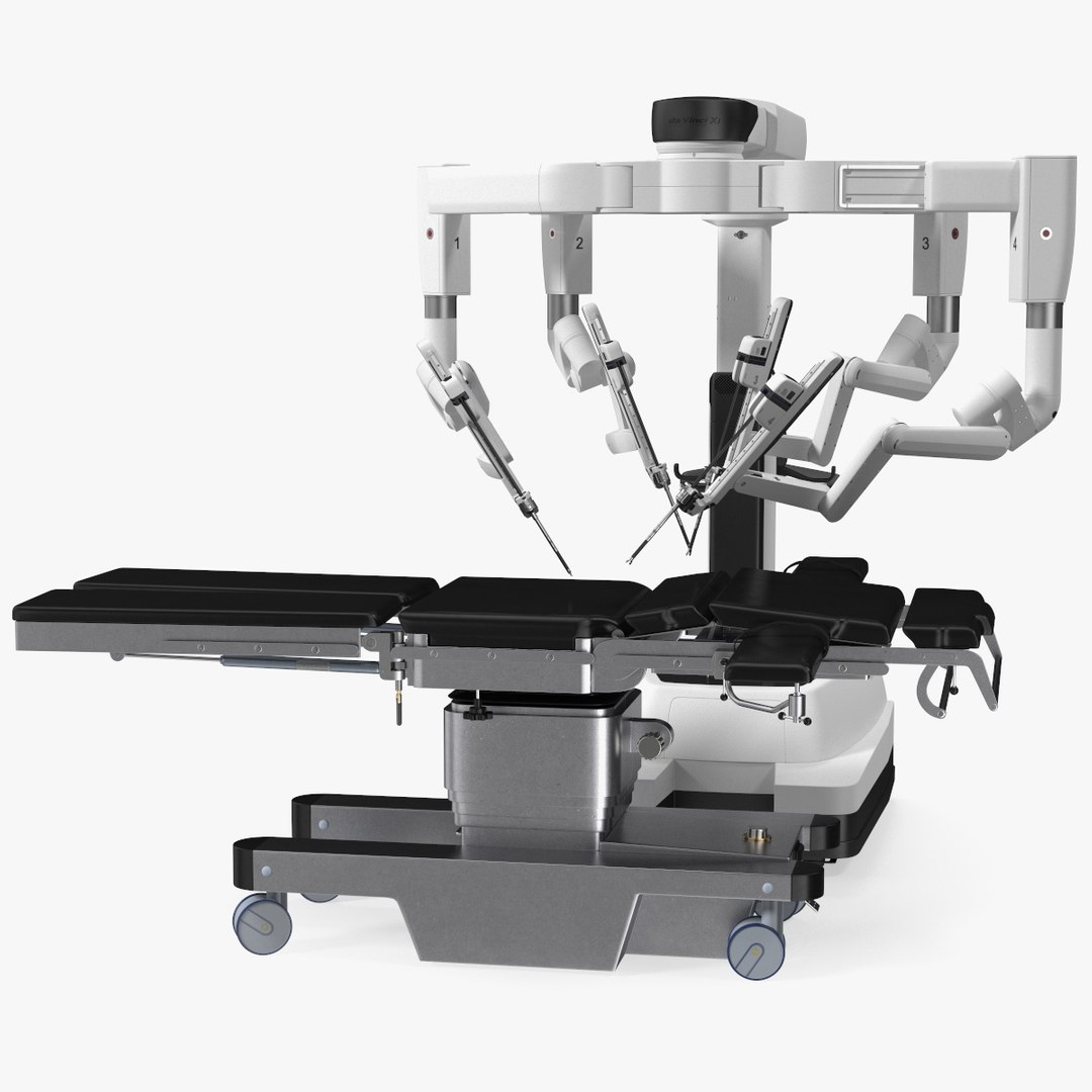 Surgical Robotic System da Vinci SI Rigged with Operating Table 3D model preview
