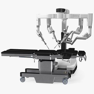 3D model Surgical Robotic System da Vinci SI Rigged with Operating Table