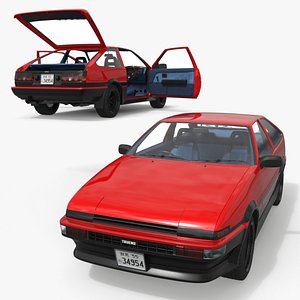 Toyota Sprinter Trueno AE86 Red Rigged for Maya