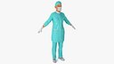 Female Surgeon In Surgical Wear Fur