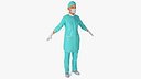 Female Surgeon In Surgical Wear Fur