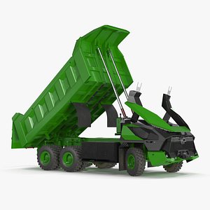 Electric Autonomous Mining Truck Green Rigged model