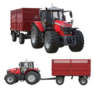 Massey Ferguson 7700S Tractor With Tipping Trailer