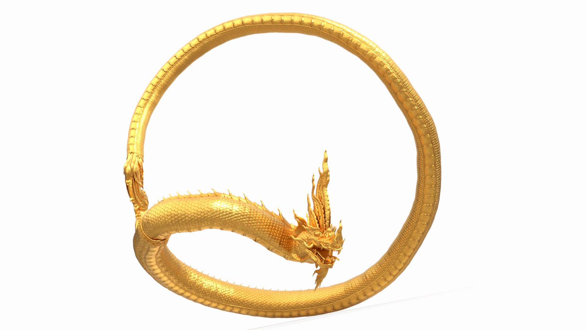 Gold Naga Dragon Rigged for Maya 3D model preview