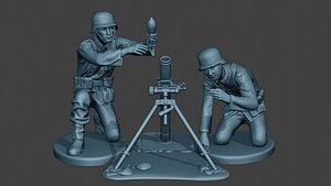 german soldiers ww2 granatwerfer 3D model