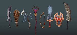 3d model sword bow weapon