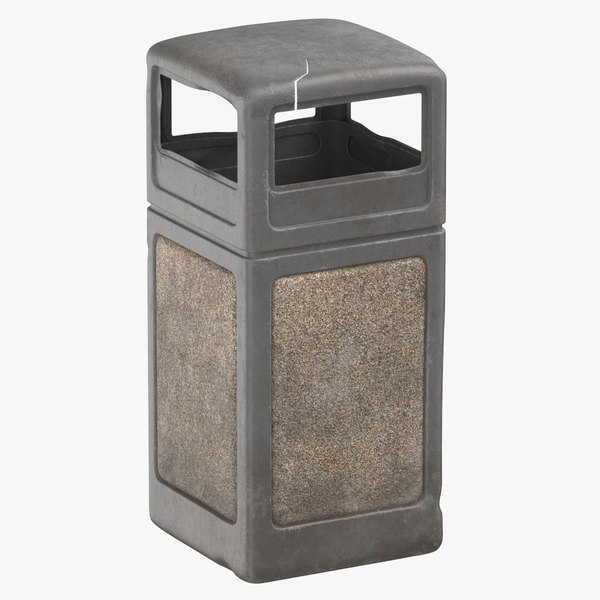 Outdoor Trash Receptacle Square Damaged model