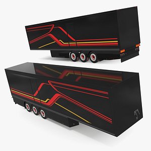 3D model Enclosed Transport Semi-Trailer Black