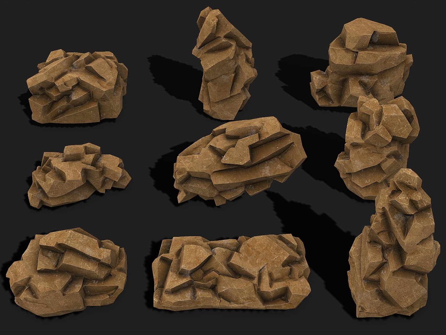 3D Model Mountain Desert Rocks PBR Pack 05 - TurboSquid 2140159
