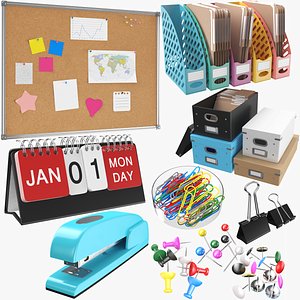 Detailed Office Supplies Collection 3D model