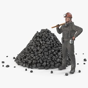 Miner with Large Pickaxe and Coal Heap