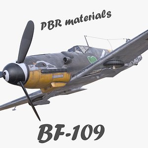 pbr bf-109 german fighter aircraft 3D