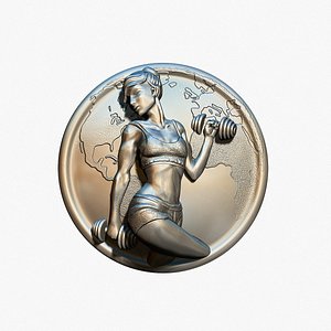 Medallion icon with the image of a young girl athlete