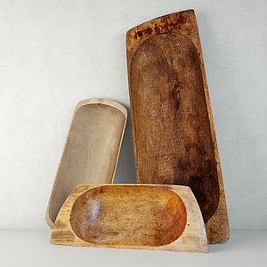 3D antique dough bowls model