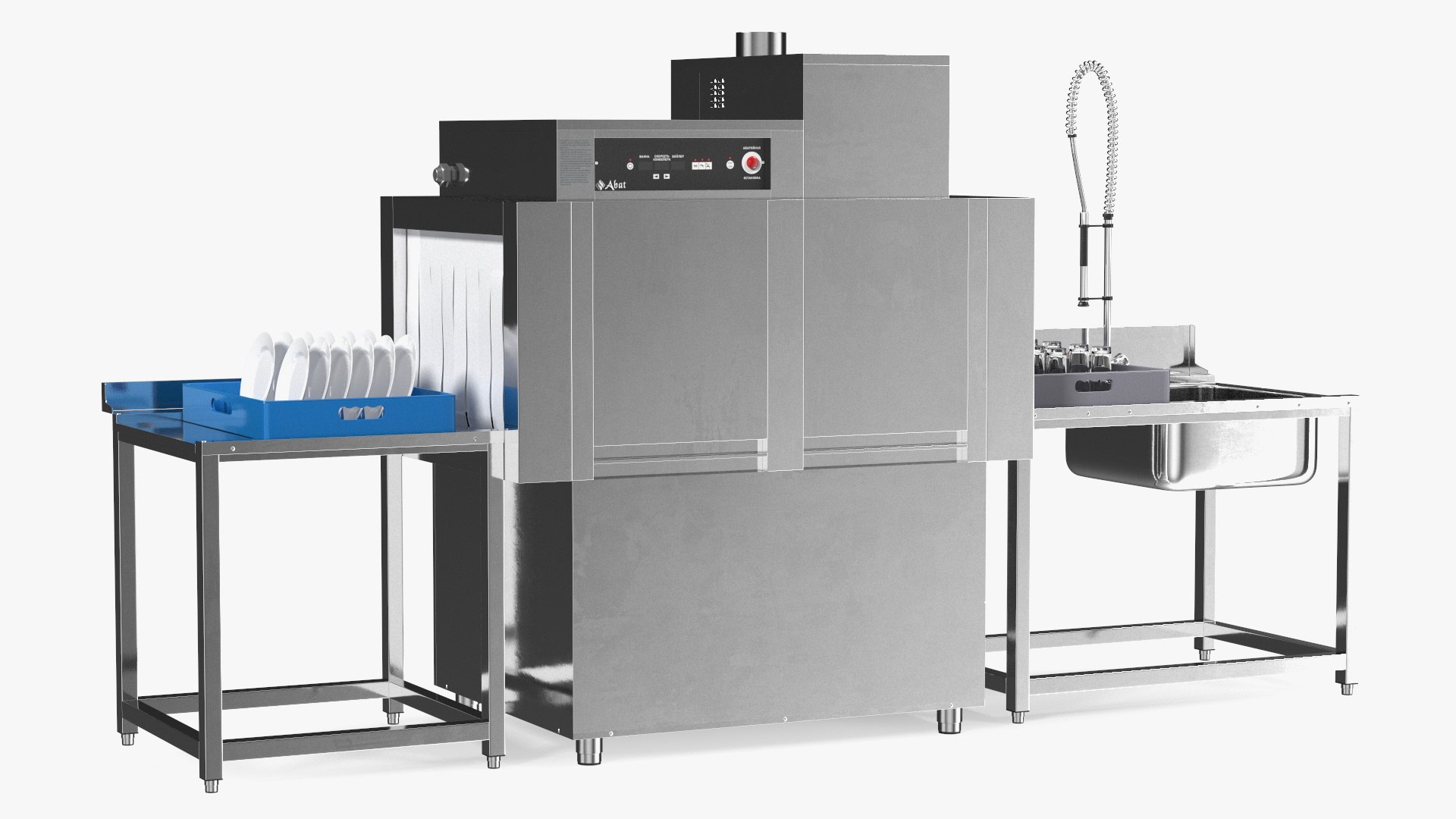 Conveyor Style Commercial Dishwasher 3D model preview