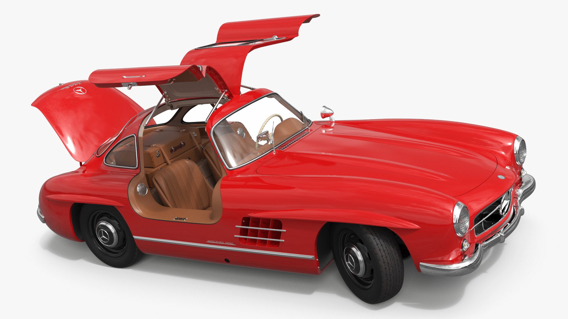 Mercedes-Benz 300SL Classic Sports Car Red Rigged 3D model preview