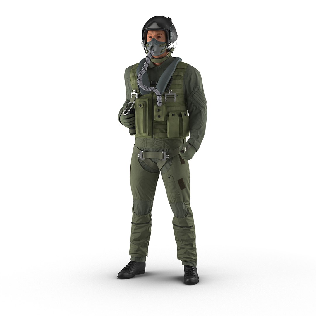 US Military Jet Fighter Pilot Rigged 3D model preview