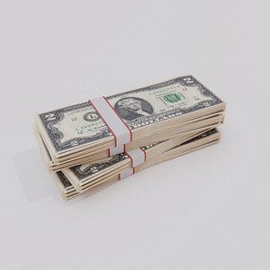 Two Dollar Currency USD 3D