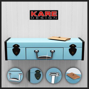 Shelf Kare Design Wall Shelf Suitcase Light Blue1Drw