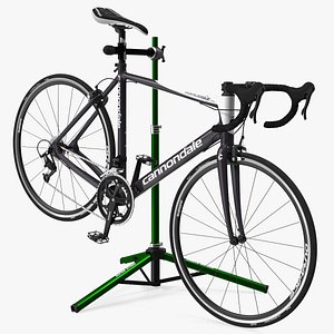 Road Bicycle on a Repair Stand 3D model
