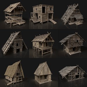 package medieval fantasy village 3D model