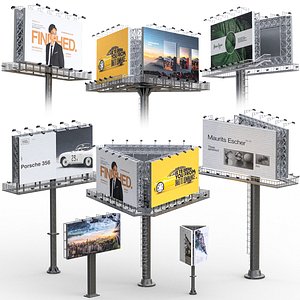 Road and Street Billboard Set 3D model