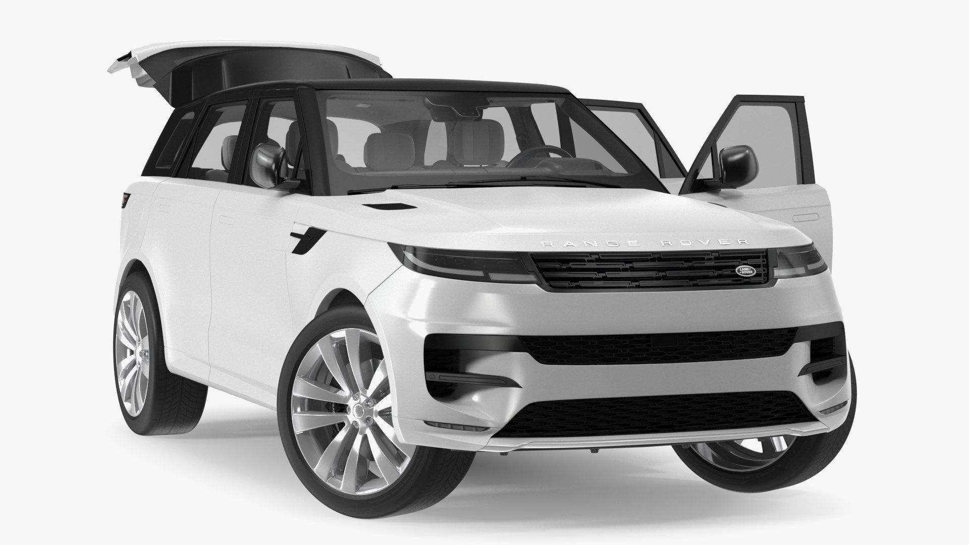 Light Grey Range Rover Sport SUV 2023 Rigged 3D model preview