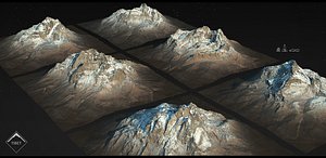 3D model Himalayan mountains Pack - 6 Gameready Meshes