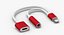 Lightning Jack Audio Aux Adapter Splitter Red-White