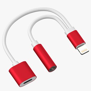 Lightning Jack Audio Aux Adapter Splitter Red-White