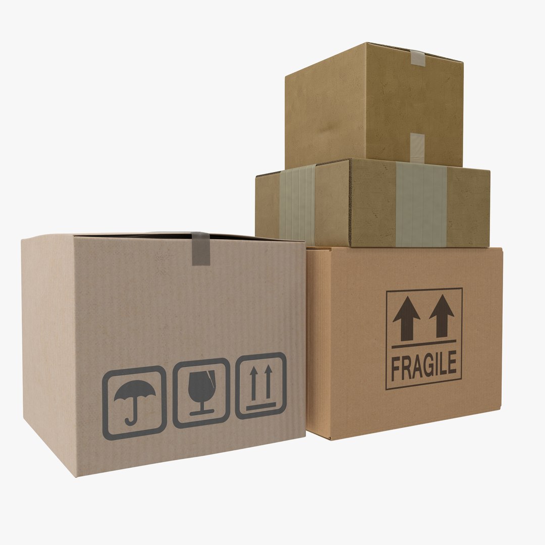 Cardboard Boxes Collection 3D model preview