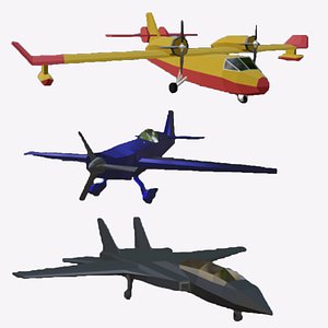 Low Poly Airplanes Set